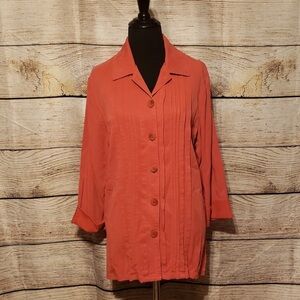 Neiman Marcus Coral Button-Down Shirt